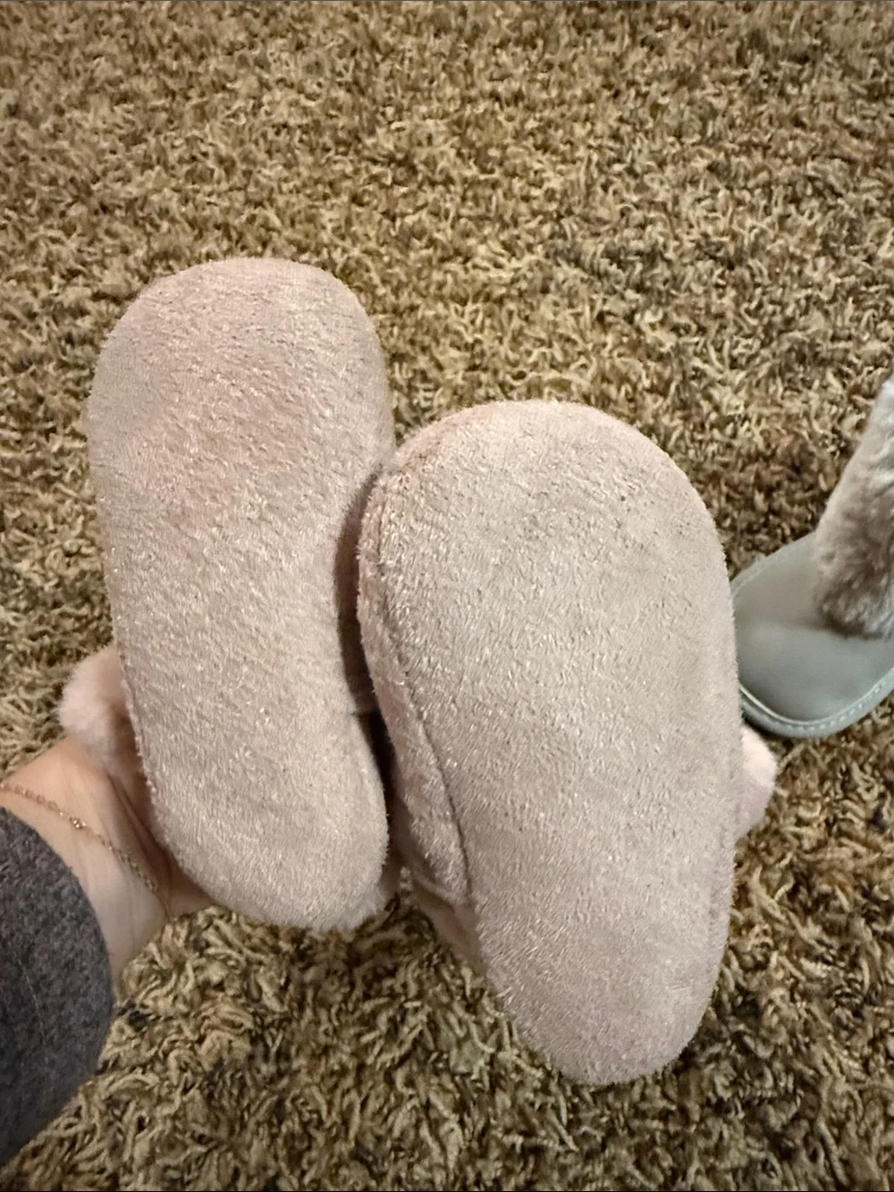 3-6 months baby boots Pink & Gray Faux Fur